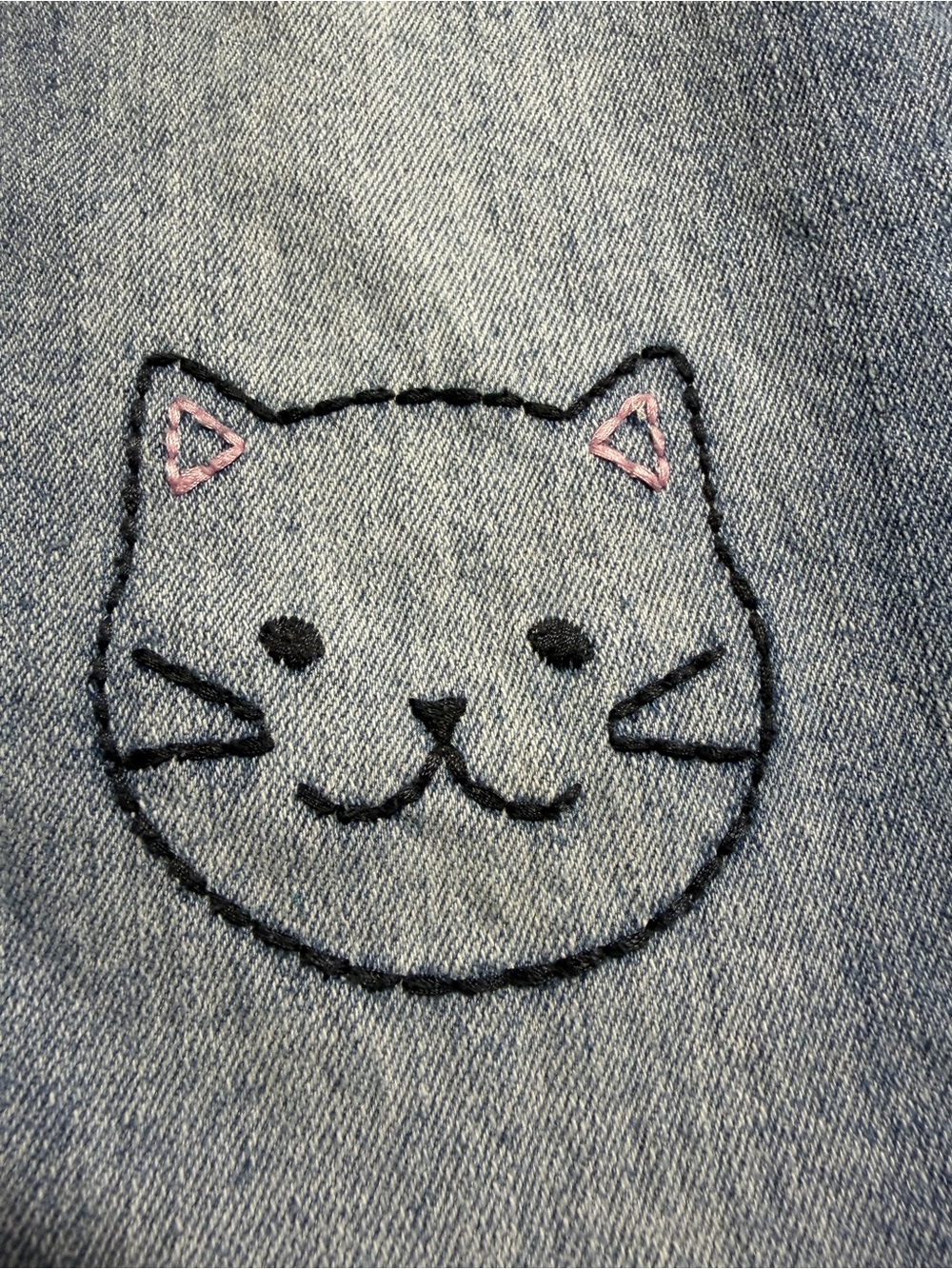 Cat & Jack Light Blue Denim Jeans with Cat Knee Embroidery - Picture 2 of 6